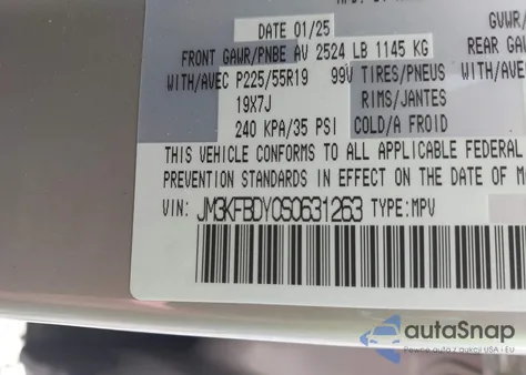 2025 Mazda Cx-5 2.5 Turbo Premium из США, поврежденный, VIN JM3KFBDY0S0631263